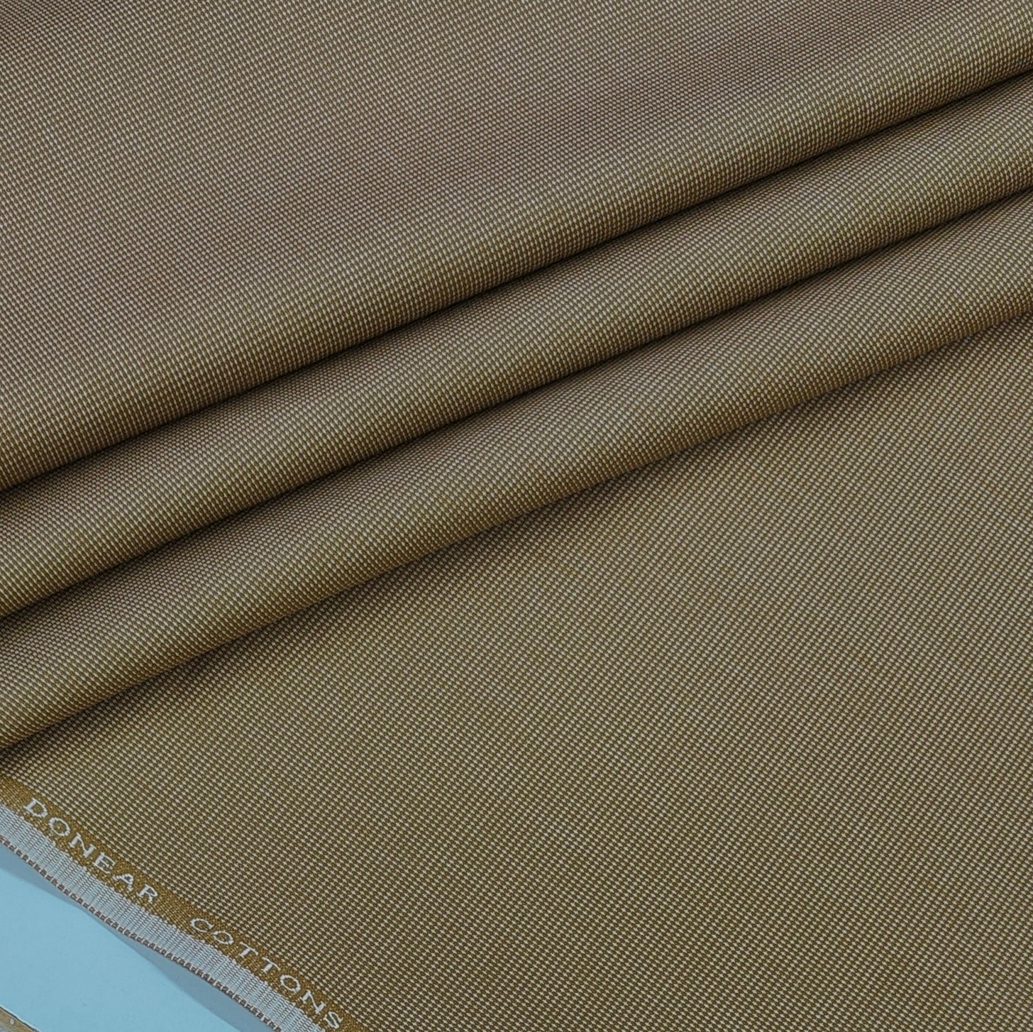 Trouser Fabric Donear Pure Cotton Self Textured Colour Beeswax Brown